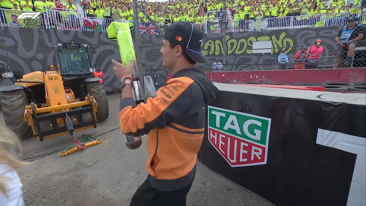 "Come closer!" Lando Norris's T-shirt canon accuracy is insane, both close and long range 😮‍💨 #F1 #BritishGP