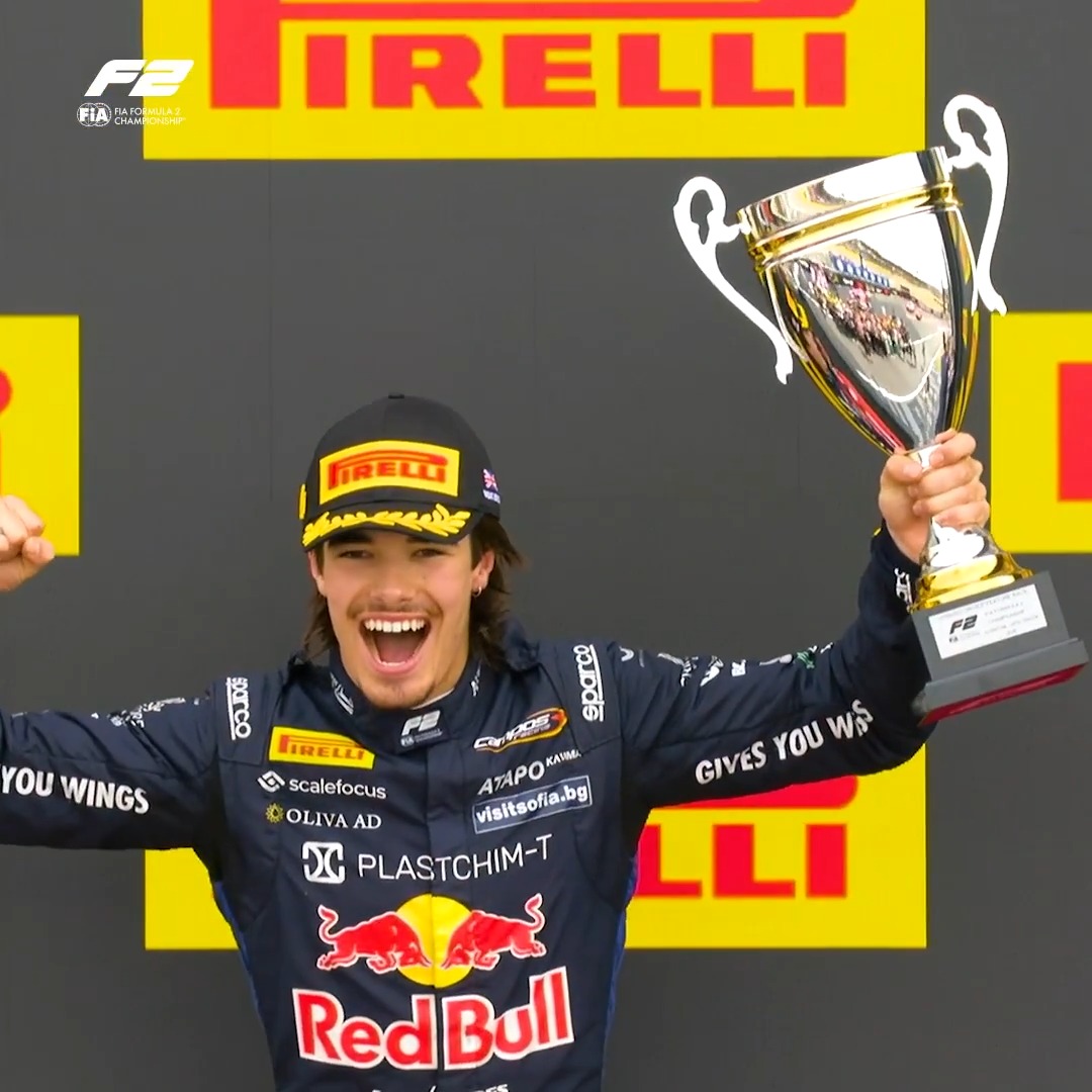 History made for Nikola Tsolov 👏👏👏 The Bulgarian Lion secured his third race win in a row with victory in the Feature, completing the sweep at Silverstone 🥇🧹 #F2 #BritishGP