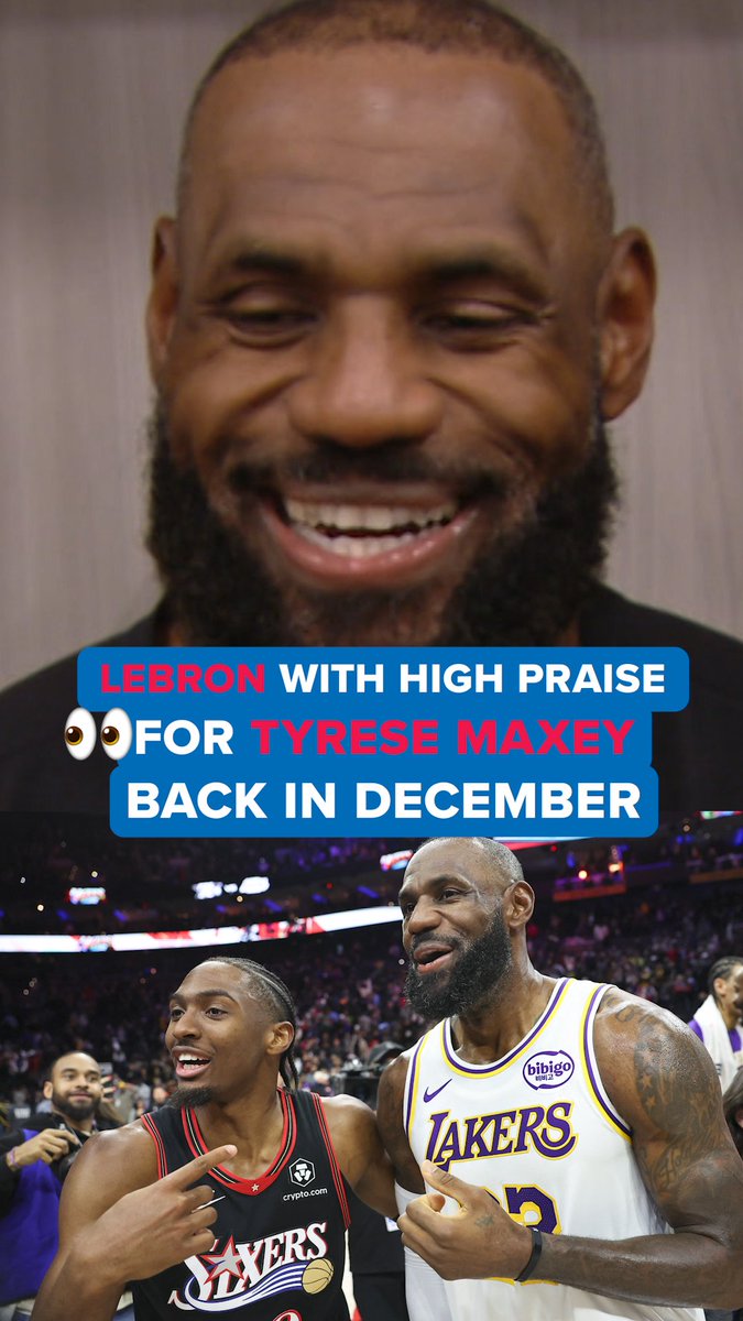 "Obviously I love his game, but I love him the person more." Lebron had high praise for Tyrese Maxey back in December 👀