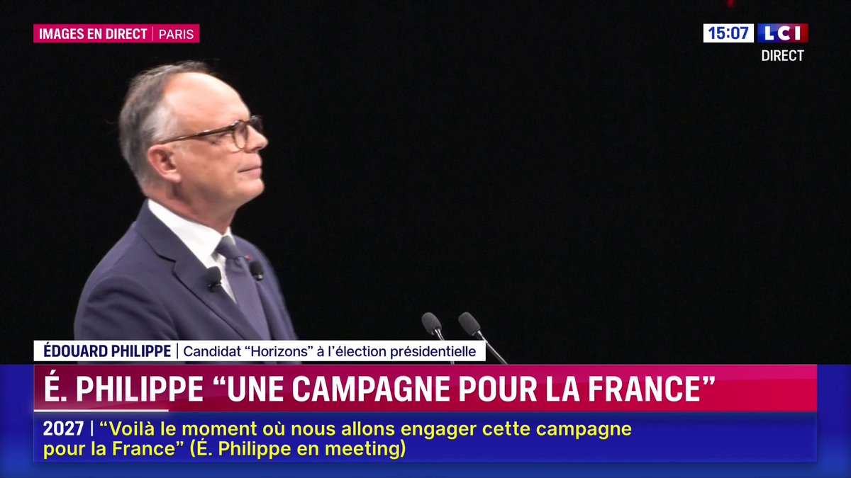 🇫🇷🗳️🗣️ "Nous allons prendre le pouvoir démocratiquement, pacifiquement, résolument, pour trancher, pour faire (...) pour que la France cesse de subir et commence à choisir" : Édouard Philippe 📺 Meeting à suivre en direct sur LCI ⬇️