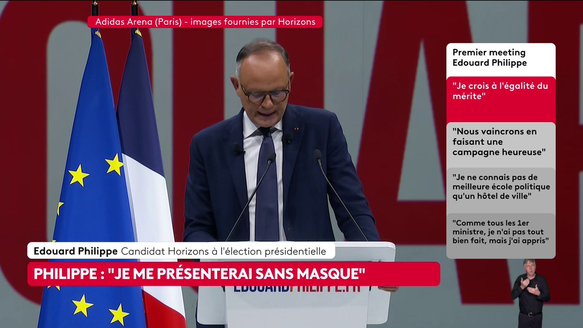 🔴 🗣 Présidentielle 2027 : "Je serai le président de la constance. Je renouerai avec le sens des priorités. Faire moins de choses mais les faire bien", continue Edouard Philippe, candidat Horizons à l'élection présidentielle. #canal16