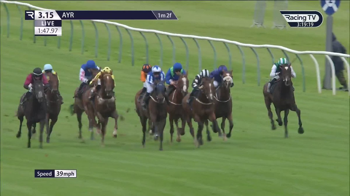 Not for catching! ⚫️⚪️ A switch in tactics brings about a different result as Altareq opens his account at the eighth attempt under an attacking ride from Paul Mulrennan. Jim Goldie Racing