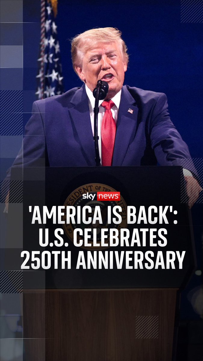 🇺🇸 | Trump habló en un mitin en Washington DC, conmemorando 250 años de la independencia estadounidense.