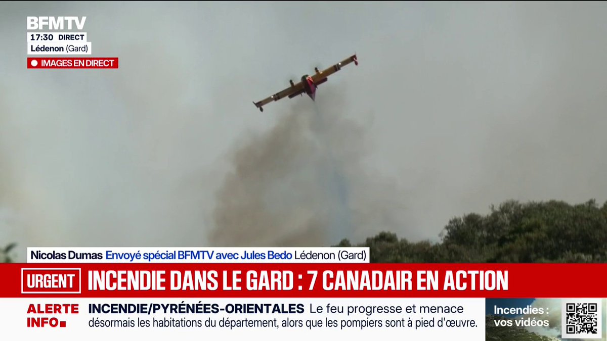 Incendie dans le Gard: le feu en cours a parcouru 350 hectares