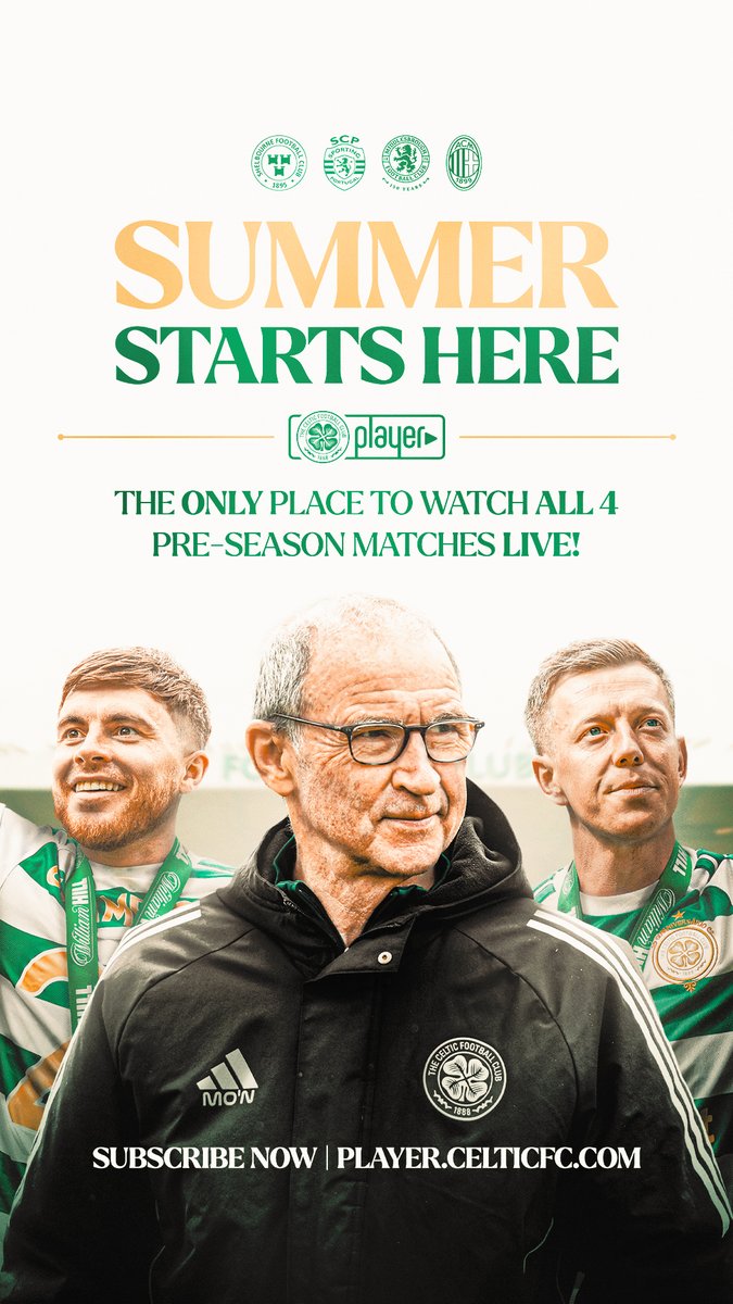 🍀 Celtic captain Callum McGregor has a reminder for supporters ahead of Tuesday’s opener in Ireland. Watch all four pre-season fixtures live and exclusive on CelticPlayer. 🇮🇪 Shelbourne 🇵🇹 Sporting CP 🏡 Middlesbrough 🏡 AC Milan Subscribe Now |