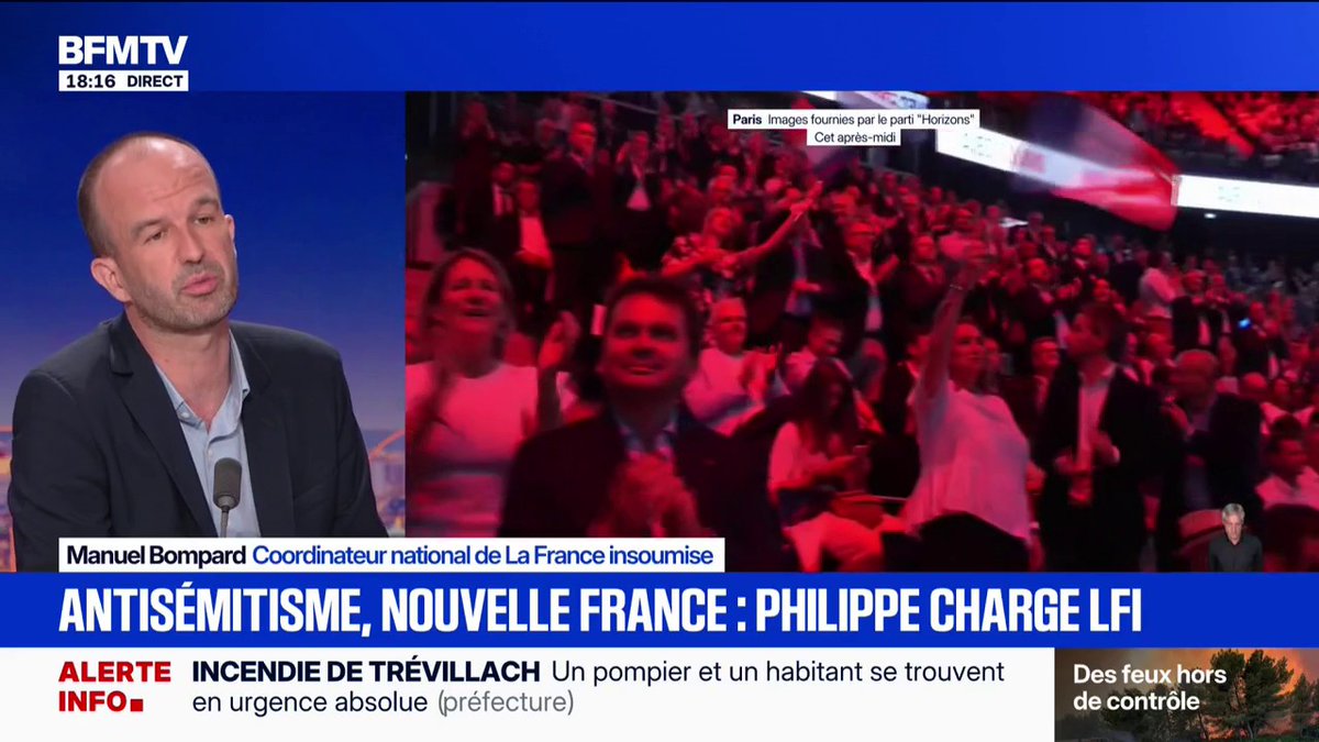 Antisémitisme, FMI... Manuel Bompard répond aux attaques d'Edouard Philippe et appelle l'ancien Premier ministre à "éviter les attaques qui masquent la vacuité de ses propositions"