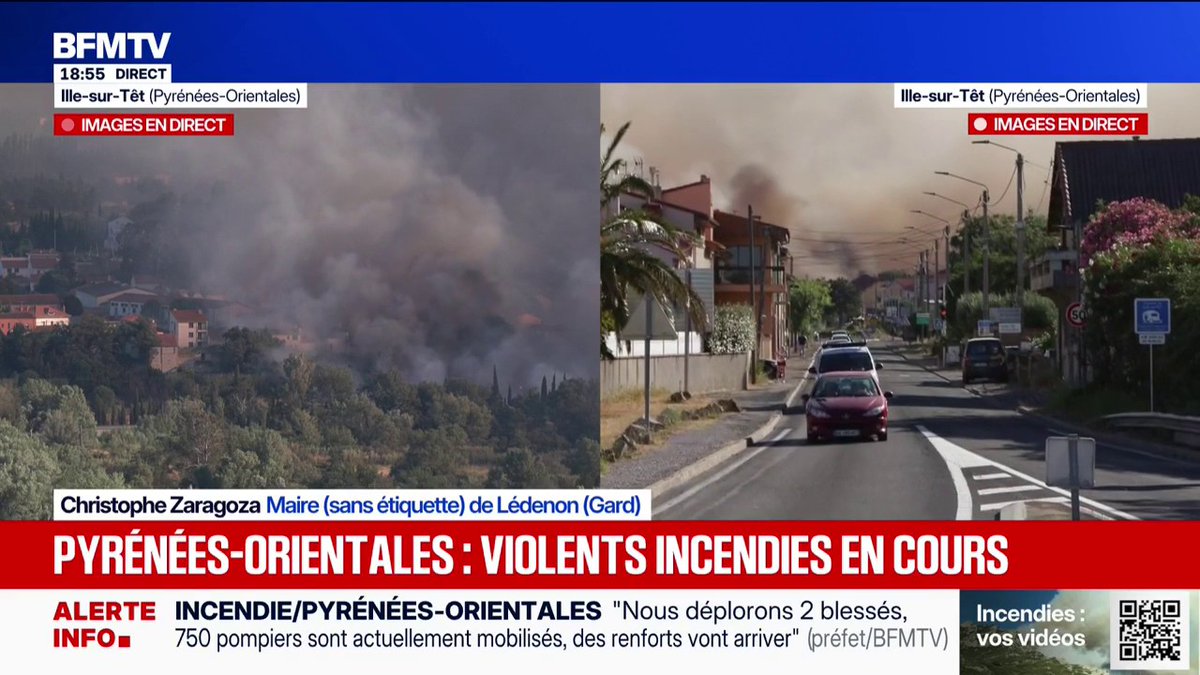 Incendie dans le Gard: "Les pompiers ont du mal à éteindre le feu" à cause des mauvaises conditions météorologiques, explique Christophe Zaragoza, maire de Lédenon (Gard)