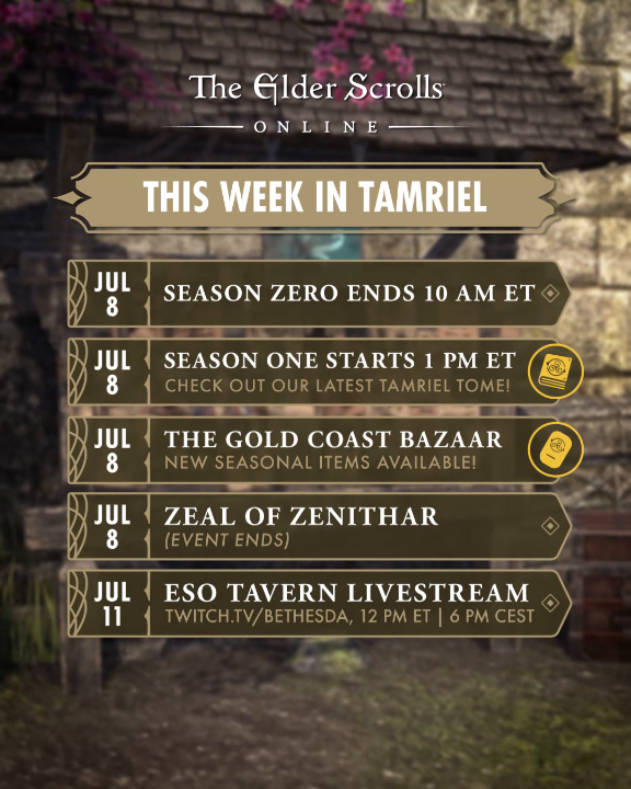 Lots happening this week in Tamriel with the official end of Season Zero and the start of Season One! Here's what to expect. 👇