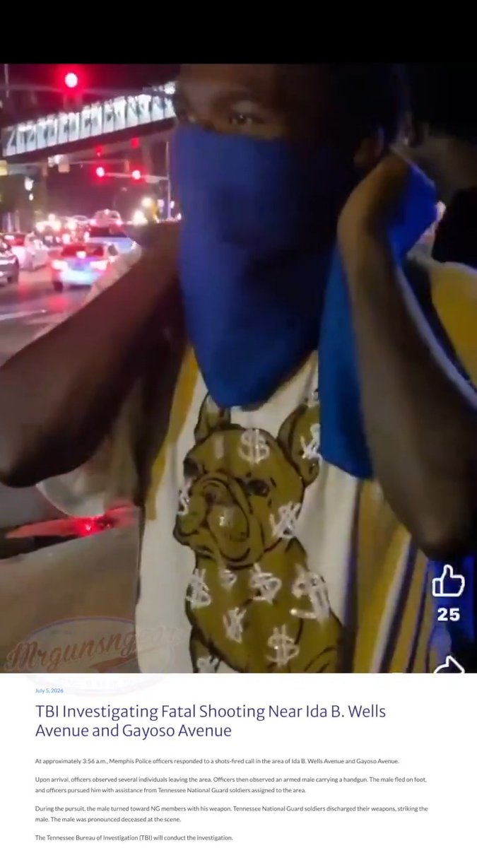 "I'm finna kill a cop tonight. Get ready." -masked man in Memphis last night 🥷🏽 Shortly after this was filmed, a Tennessee National Guard Soldier reportedly shot a male who pointed a gun at him near the Peabody Hotel - famous for the mallard ducks that live there and regularly parade through the lobby 🦆 Not sure if the person killed was this guy but I wouldn't be surprised. Avoid Memphis accordingly... #CityLife #memphis #3rdWorld #police #NationalGuard #CONUSKill #tennessee #diversity #crime #cops #decay #urban #enrichment #democrats