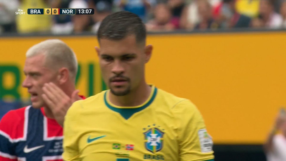 HUGE SAVE 🫨 Bruno Guimaraes stutters, and Orjan Nyland is on the end of it; Brazil fail to capitalise on the penalty