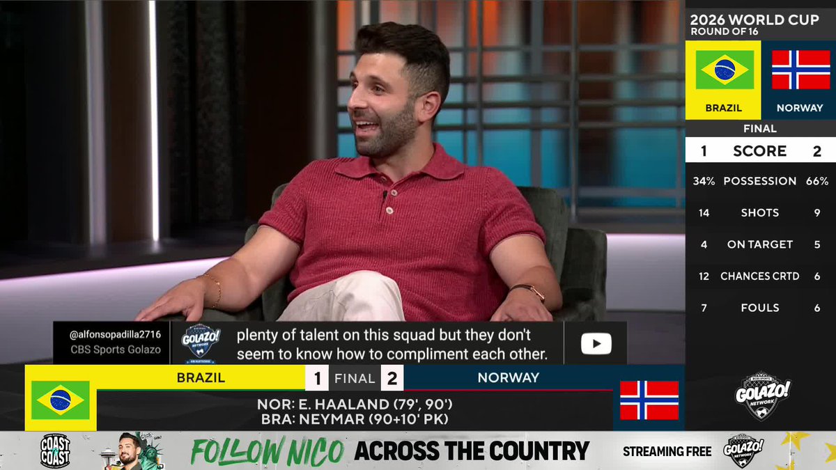 "The courage that Norway showed. To not lose before you step on the pitch." Marco Messina celebrates Norway for showing no fear in their approach vs. Brazil 👏