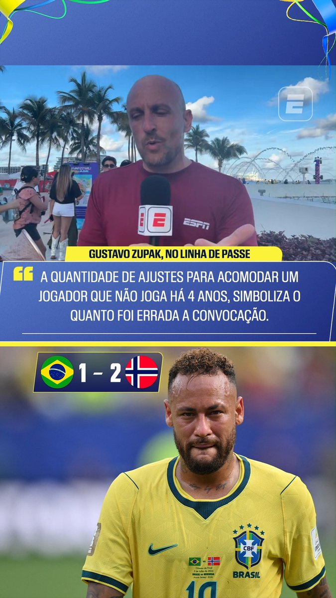 Gustavo Zupak avaliou a alteração de Carlo Ancelotti para colocar Neymar em campo contra a Noruega e destaca que a entrada do camisa 10 piorou a Seleção Brasileira! Concorda com ele, fã de esportes? Assista à Copa do Mundo FIFA pela CazéTV, no #DisneyPlus, sem custo adicional. #ESPN2026 #FIFAWorldCup #Neymar