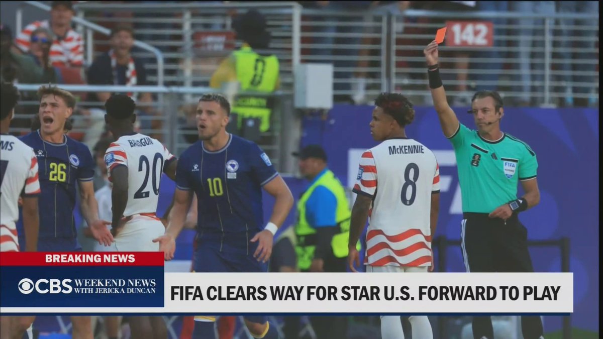 Lead U.S. Men's National Team scorer Folarin Balogun will be eligible to play in the World Cup match against Belgium on Monday, after FIFA's disciplinary committee lifted a red card suspension he received on Wednesday.