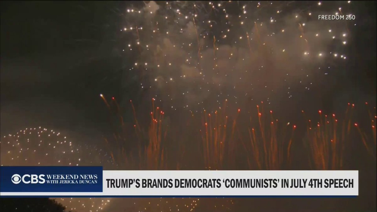 After storms forced evacuations at the National Mall and delayed President Trump's speech, the president took the stage and paid homage to veterans, attacked communism and touted America's "golden age" in his Fourth of July speech.