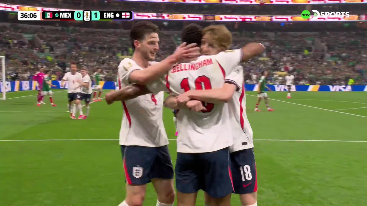 ¡BELLINGHAM NO PERDONÓ! El volante de Real Madrid marcó el 1 a 0 para Inglaterra ante México en los octavos de final de la Copa Mundial de la FIFA 2026™