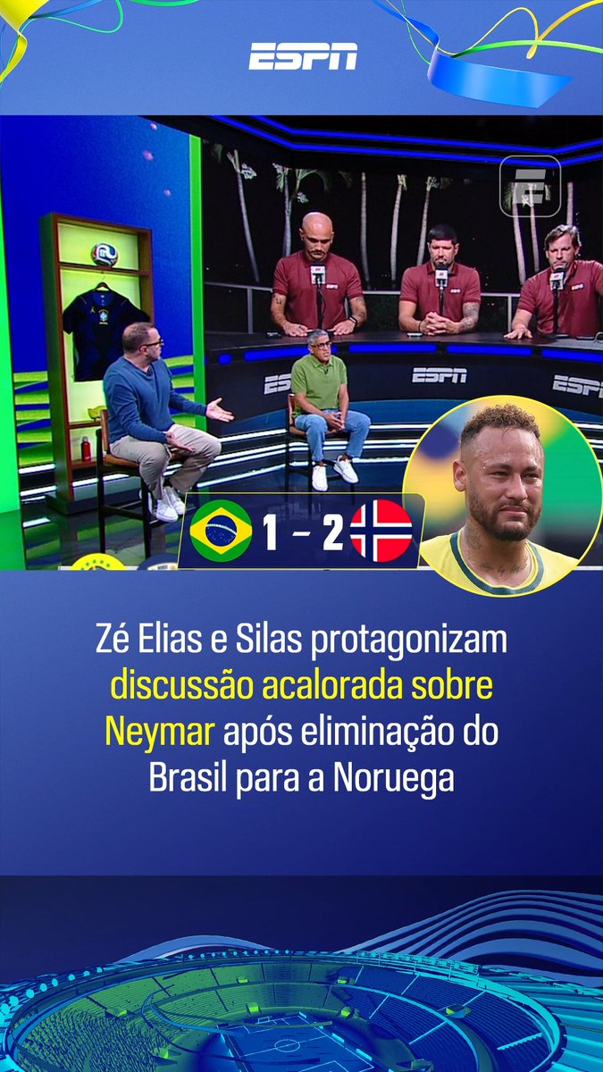 O RESENHA DA COPA TÁ PEGANDO FOGO! 🔥 Zé Elias e Paulo Silas debateram sobre o papel de Neymar na seleção brasileira na Copa do Mundo de 2026. Enquanto o ex-Corinthians defendia que o jogo mudou drasticamente e a qualidade caiu com a entrada do camisa 10, o ex-São Paulo argumentou que o jogador que atua pelo Santos foi importante para a equipe. Com quem você concorda, fã de esporte? Assista à Copa do Mundo FIFA pela CazéTV, no #DisneyPlus, sem custo adicional. #ESPN2026 #FIFAWorldCup