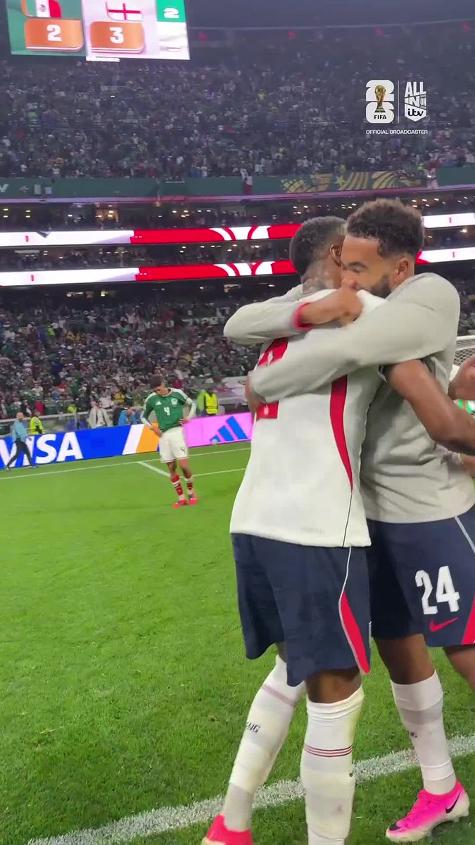"That's what I'm talking about" 👊 Reece James and Ezri Konsa embrace after England's victory 🫂