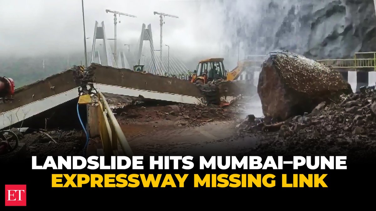 #Landslide hits #MumbaiPuneExpressway Missing Link near #Khandala exit; #traffic diverted |