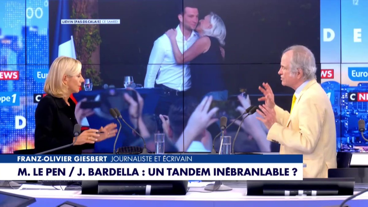 M. Le Pen/ J. Bardella : "je ne vois pas Marine Le Pen accepter que son travail, de 20 ans (...) Soit comme ça, emportée par le petit jeune" déclare F-O Giesbert #LaGrandeInterview #Europe1