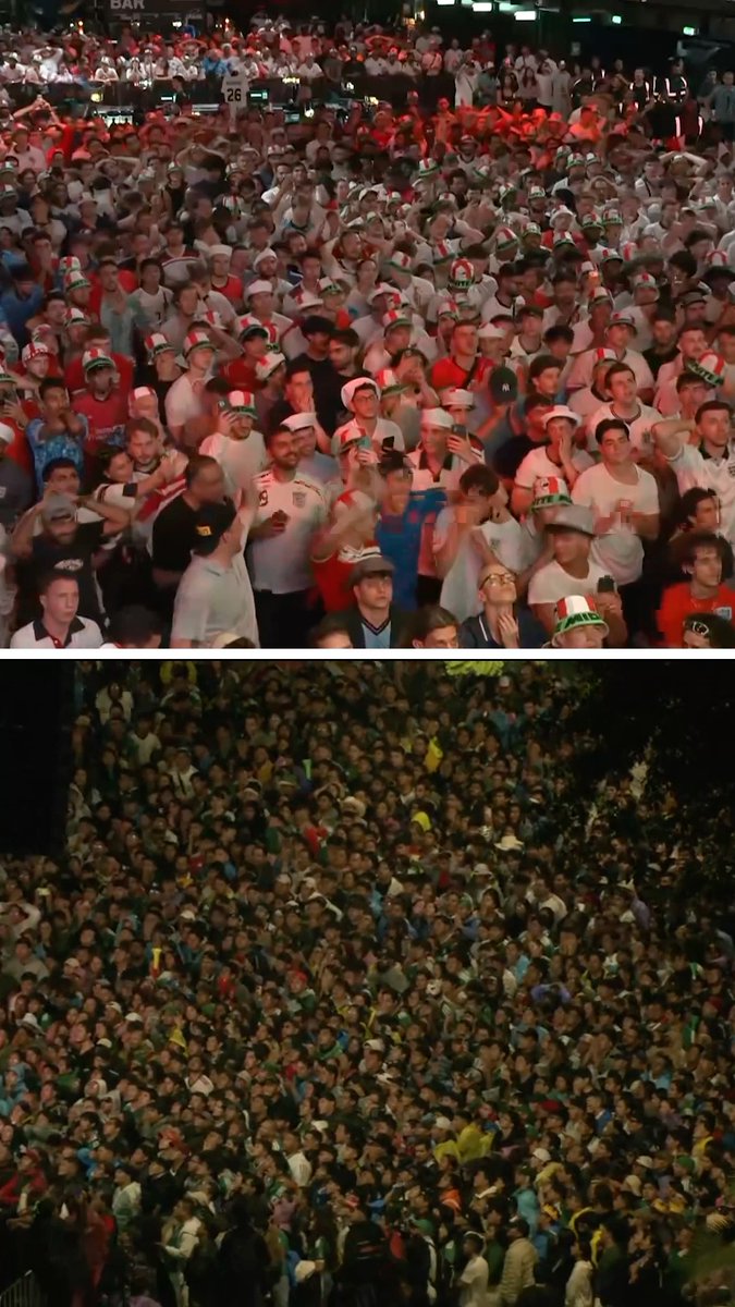 The difference between the how the England fans vs. Mexico fans reacted 😅