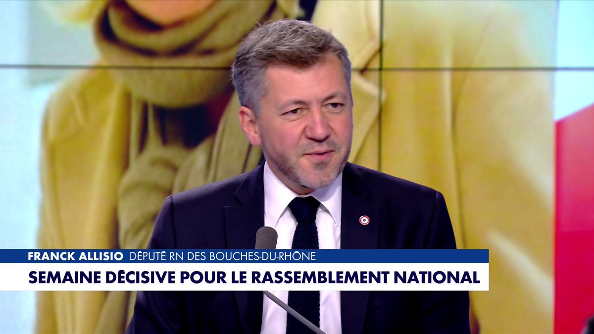 À la veille de la décision de la cour d'appel, qui déterminera si Marine Le Pen peut concourir à l'élection présidentielle, le député RN des Bouches-du-Rhône Franck Allisio confie : «Notre souhait, c'est Marine Le Pen à l'Élysée, Jordan Bardella à Matignon», dans #LaMatinale