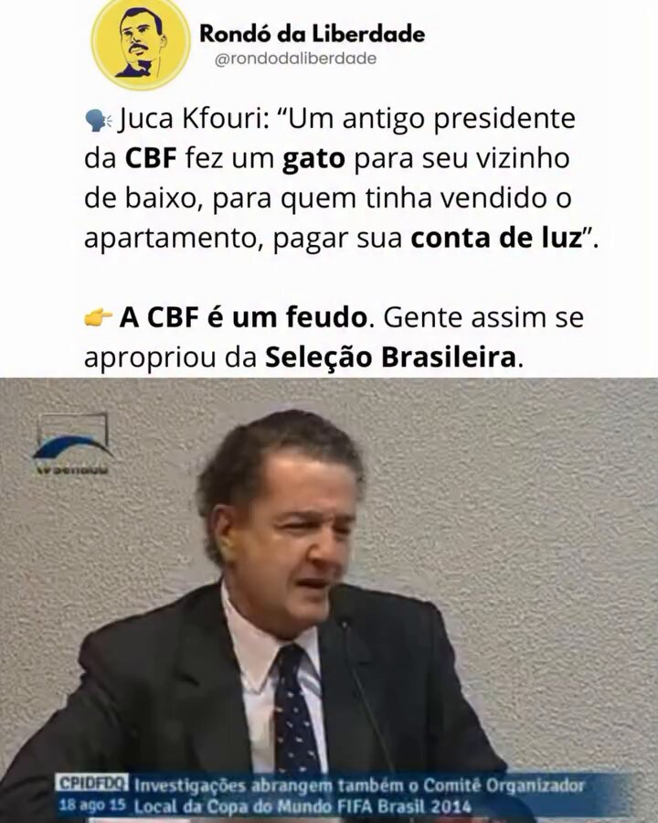 Depois ficamos com cara de parvos a perguntar porque é que o Brasil não ganha copa nenhuma mais, s na presidência da CBF a coosa chegou a esse nivel, imagine o que acontece para que jogador A ou B seja convocado?