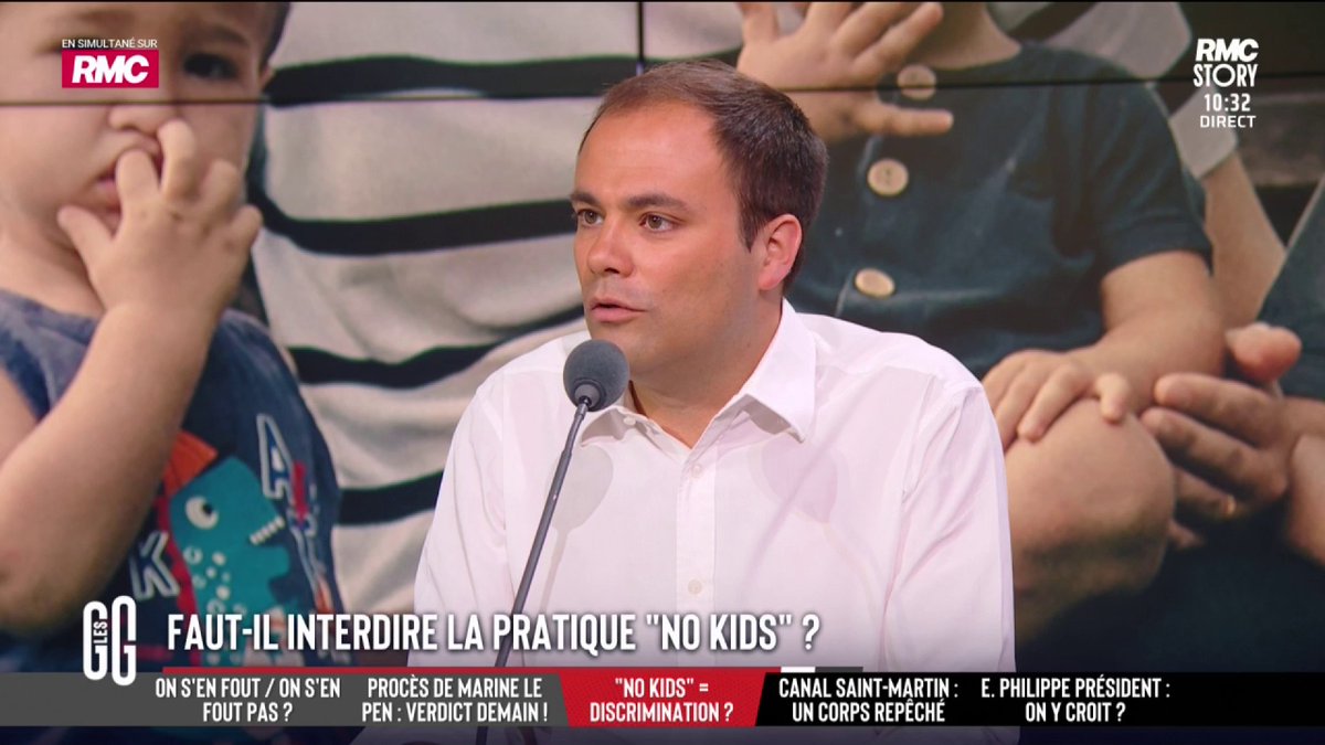 ❌ Faut-il interdire la pratique « no kids » ? 🗣️ Charles Consigny : "Je déteste les gens qui n'aiment pas les enfants. Ce sont des vieux cons. Les hôtels no kids, ce sont des hôtels pour cons. Je préfère les hôtels 'no cons'. Il suffit d'aller dans des hôtels pro kids." #GGRMC