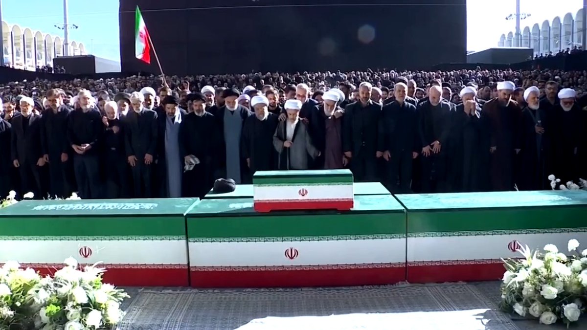 Three sons of slain Iranian leader Ayatollah Ali Khamenei prayed beside his coffin and those of four other family members. But Mojtaba, the son who succeeded him as Iran's supreme leader, did not make an appearance