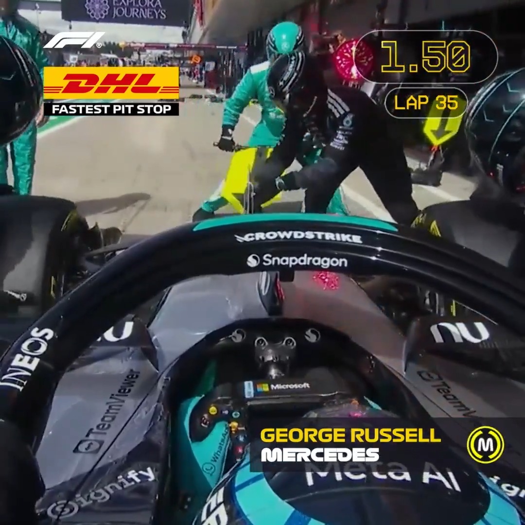 Mercedes clocked up their third DHL Fastest Pit Stop of the season with this rapid effort at Silverstone ⏱️💨 👉 #F1 #BritishGP DHL_Motorsports