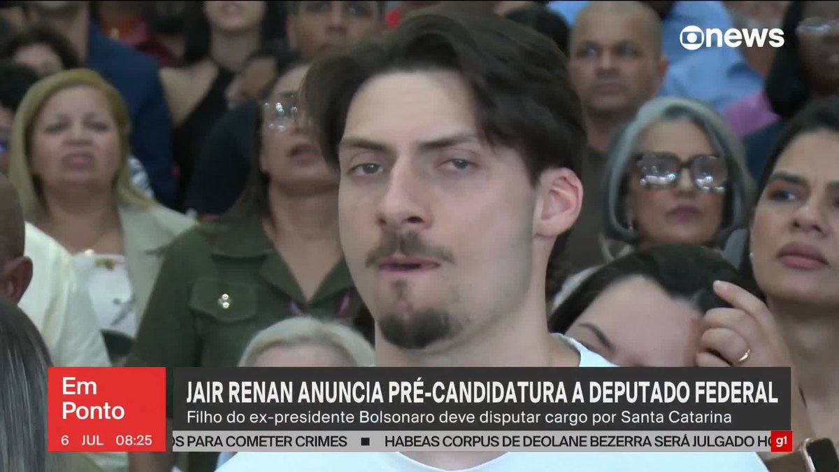 Jair Renan Bolsonaro anuncia pré-candidatura a deputado federal por Santa Catarina. ➡️Assista à #GloboNews: #jornalglobonews #eleiçõesglobonews #SantaCatarina