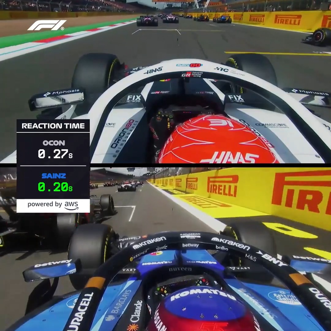 Quick off the mark! ⏱️ Start reaction times at Silverstone 👇 #F1 #BritishGP Amazon Web Services