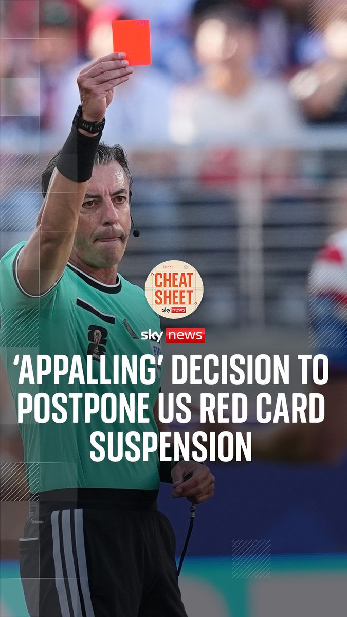 FIFA has postponed the suspension for Folarin Balogun, star striker for the US, after he received a red card. This came after a phone call between FIFA president Gianni Infantino and President Trump. Sophy Ridge and Wilfred Frost discuss. #CheatSheet: