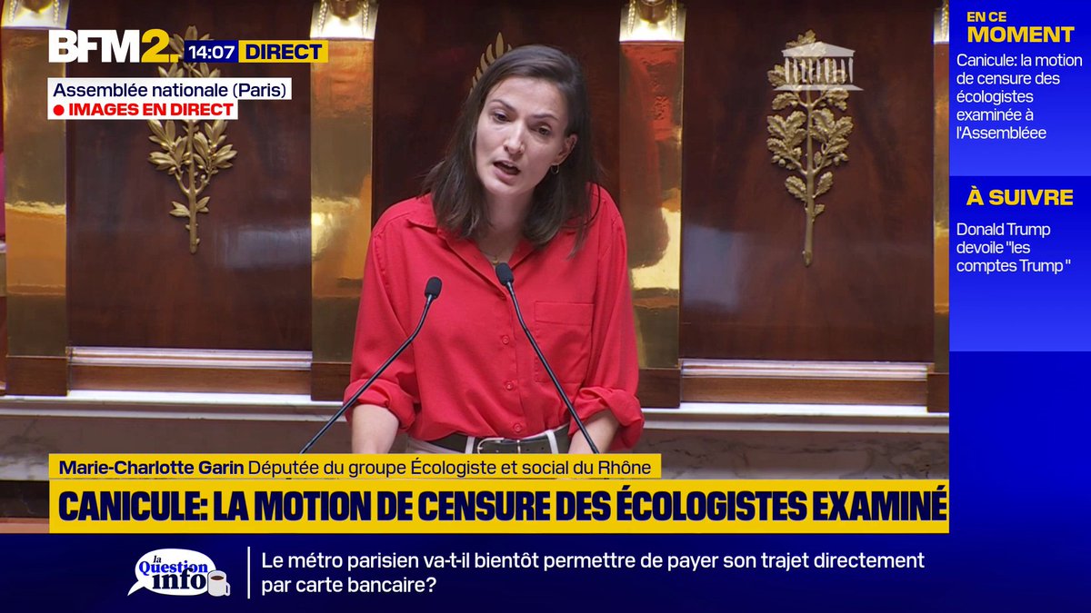 Canicule: "Non seulement vous n'avez rien fait, mais vous avez aggravé le problème. Vous êtes coupable", tance la députée Marie-Charlotte Garin qui défend la motion de censure des écologistes #BFM2