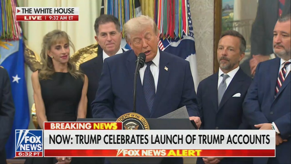 Trump begins his Trump accounts remarks by claiming he had "the biggest crowd anyone's ever seen" on the 4th of July