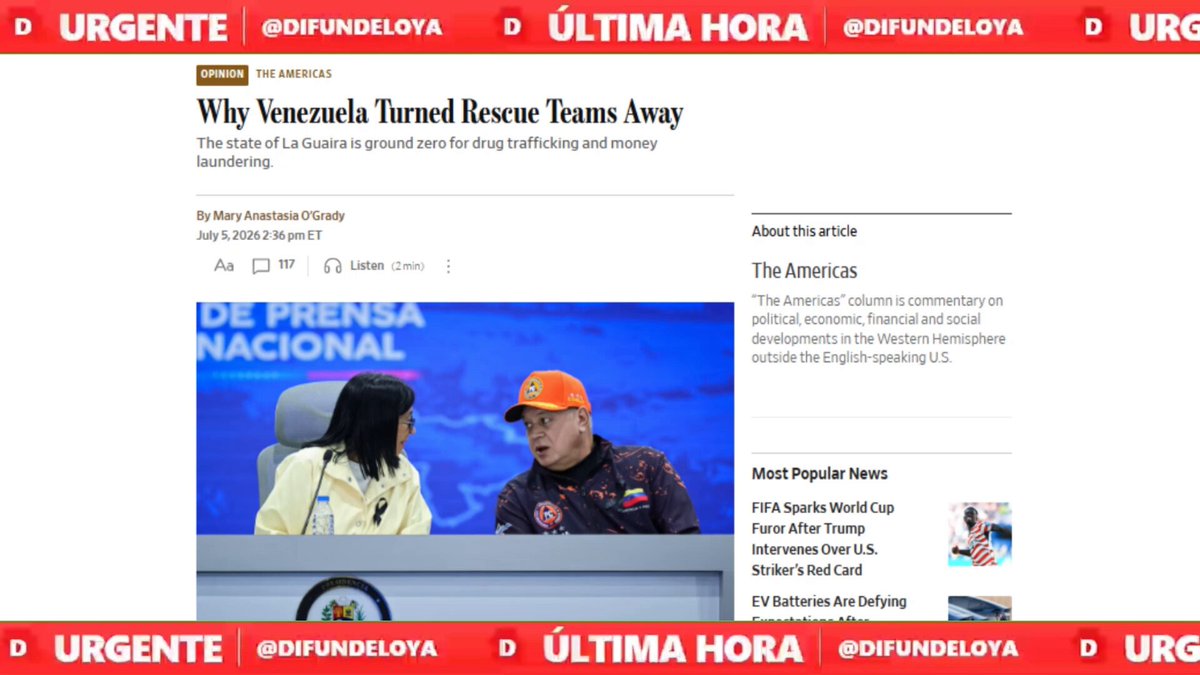URGENTE 🇻🇪 🇺🇸 | ¡ÚLTIMA HORA!🚨| Wall Street Journal saca a la luz la aterradora verdad porque Diosdado Cabello habría paralizado las operaciones de rescate, lo hizo para blindar sus narco-caletas de droga y dólares en efectivo.