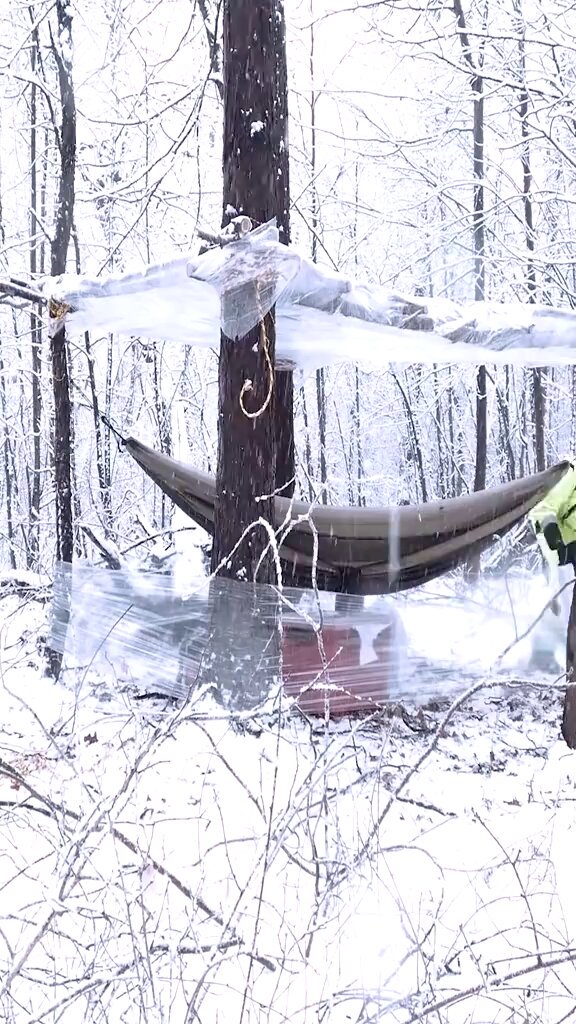 Overnight in Plastic Wrap Shelter During Huge Snowstorm