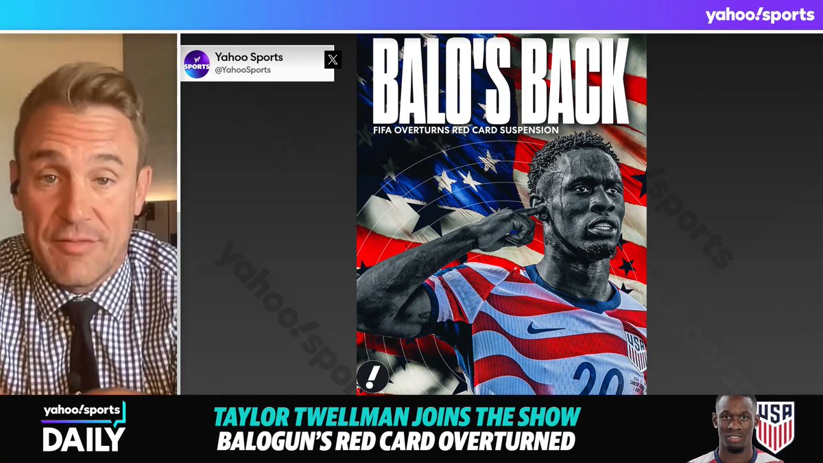 “This is unprecedented for me. I don’t know where this goes.” 😳 Taylor Twellman reacts to Folarin Balogun’s one-game ban being suspended, Belgium appealing the decision, and what it means for tonight’s Round of 16 match. (via Yahoo Sports Daily)