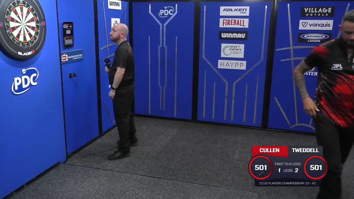 CULLEN PINS THE NINE-DARTER! Joe Cullen pins the perfect leg in Leicester, as The Rockstar halves the deficit against Jack Tweddell with a brilliant nine-dart leg! 📺 #PC23