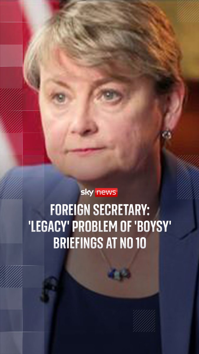 Foreign Secretary Yvette Cooper has told Sky's Beth Rigby that "boysy public commentary and briefings" at Number 10 have been the "legacy of the last three decades" and she welcomes Andy Burnham wanting to change that. Read more: