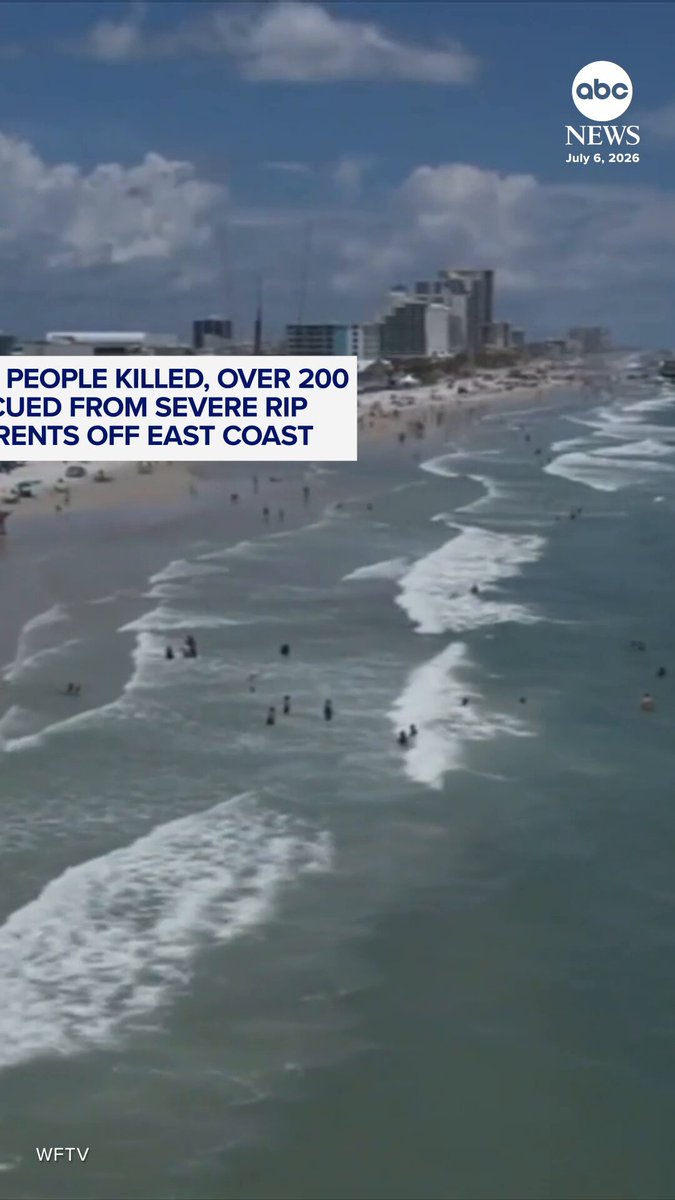 Officials are sounding the alarm for beachgoers after two people were killed and more than 200 rescued from dangerous rip currents on the East Coast. ABC News' Victor Oquendo reports.
