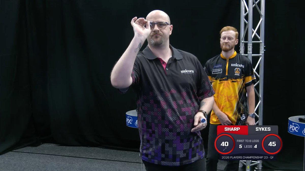 SHARP INTO FIRST SEMI! David Sharp gets into his first Players Championship semi-final, defeating Tom Sykes 6-4 to set up a tie with Cristo Reyes! 📺 #PC23
