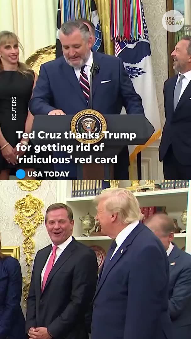 Sen. Ted Cruz thanks President Donald Trump for "getting rid of that ridiculous red card" issued to Folarin Balogun in the World Cup. Read more at: