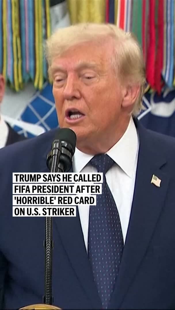 President Donald Trump said Monday he called FIFA President Gianni Infantino to review the red card given to U.S. men's soccer striker Folarin Balogun, calling it a "horrible" call.