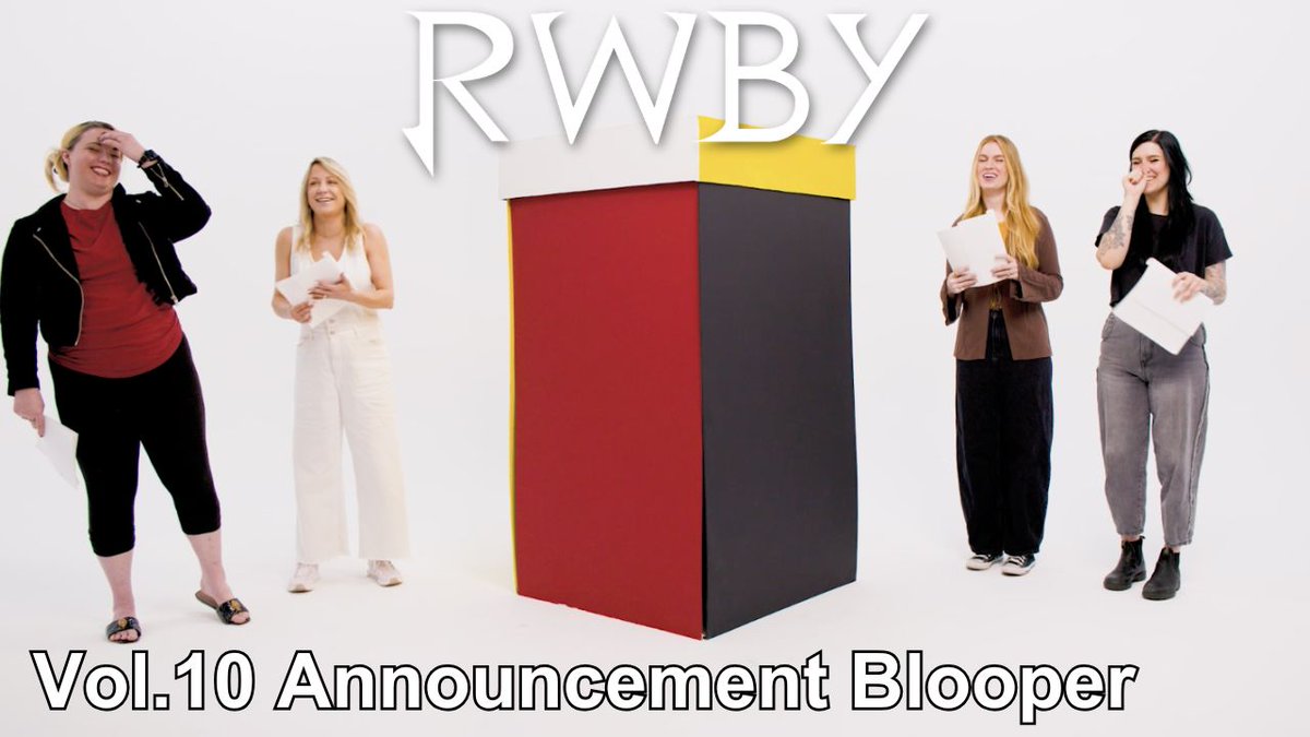 ICYMI: RWBY Volume 10 is officially greenlit! As announced by a flawless one-take video with absolutely nothing going wrong behind the scenes 👀🎁 Lindsay Jones Kara Eberle Kerry Shawcross