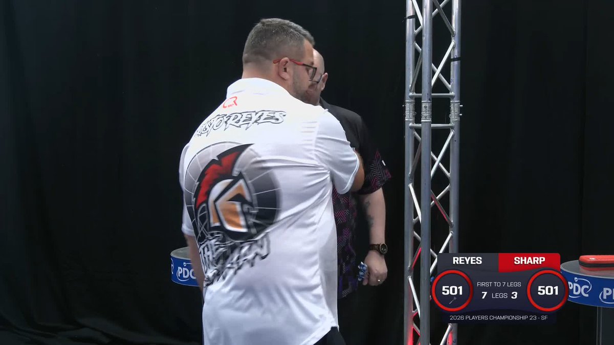 REYES INTO THE FINAL! Cristo Reyes is one step closer to his first PDC ranking title, as the Spaniard ends David Sharp's brilliant run and beats the Scotsman 7-3! 📺 #PC23
