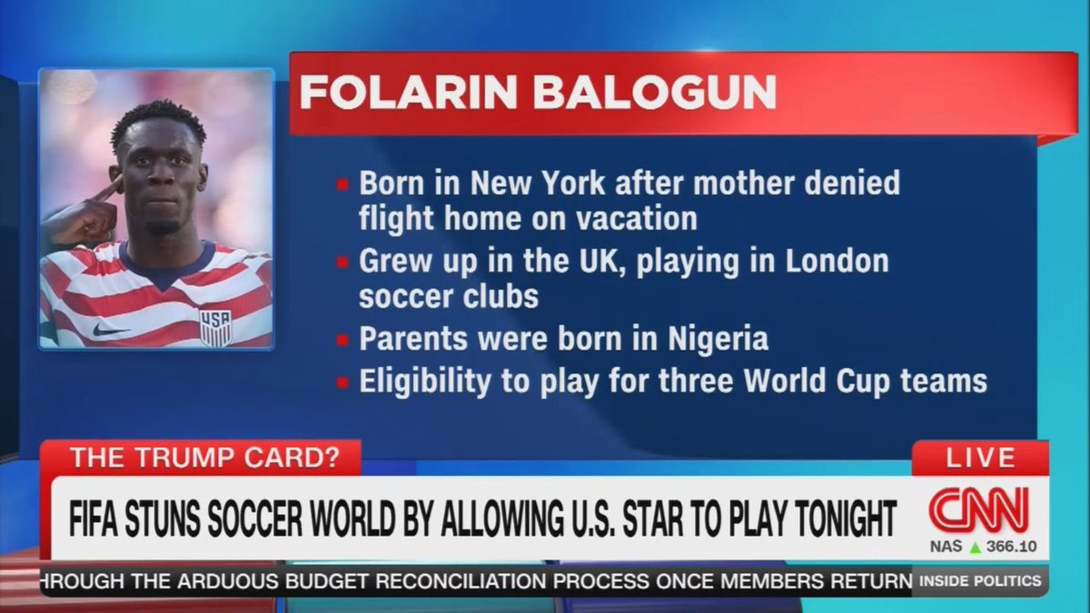 Host: Folarin Balogun was born in New York, but he was only born in the U.S. because his mother was denied the ability to fly home after being in the U.S. on vacation. Trump is so fixated on getting rid of birthright citizenship, but he is fighting for this individual to play on the field for the U.S.