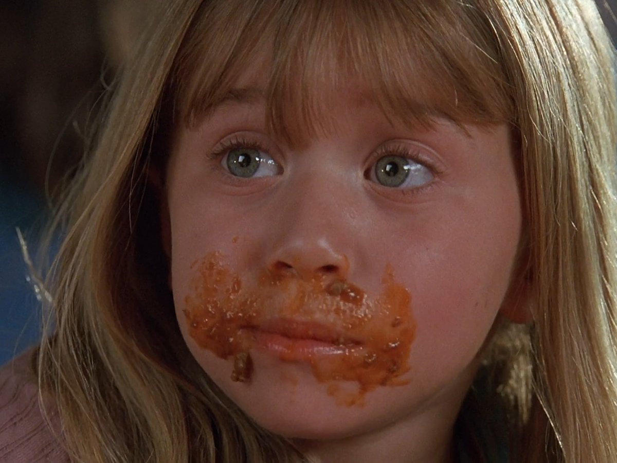 Suddenly craving a big, gooey, messy burger. Film: IT TAKES TWO (1995) Directed by Andy Tennant Written by Deborah Dean Davis Starring Kirstie Alley, Steve Guttenberg, Ashley Olsen, Mary-Kate Olsen, Jane Sibbett and Philip Bosco