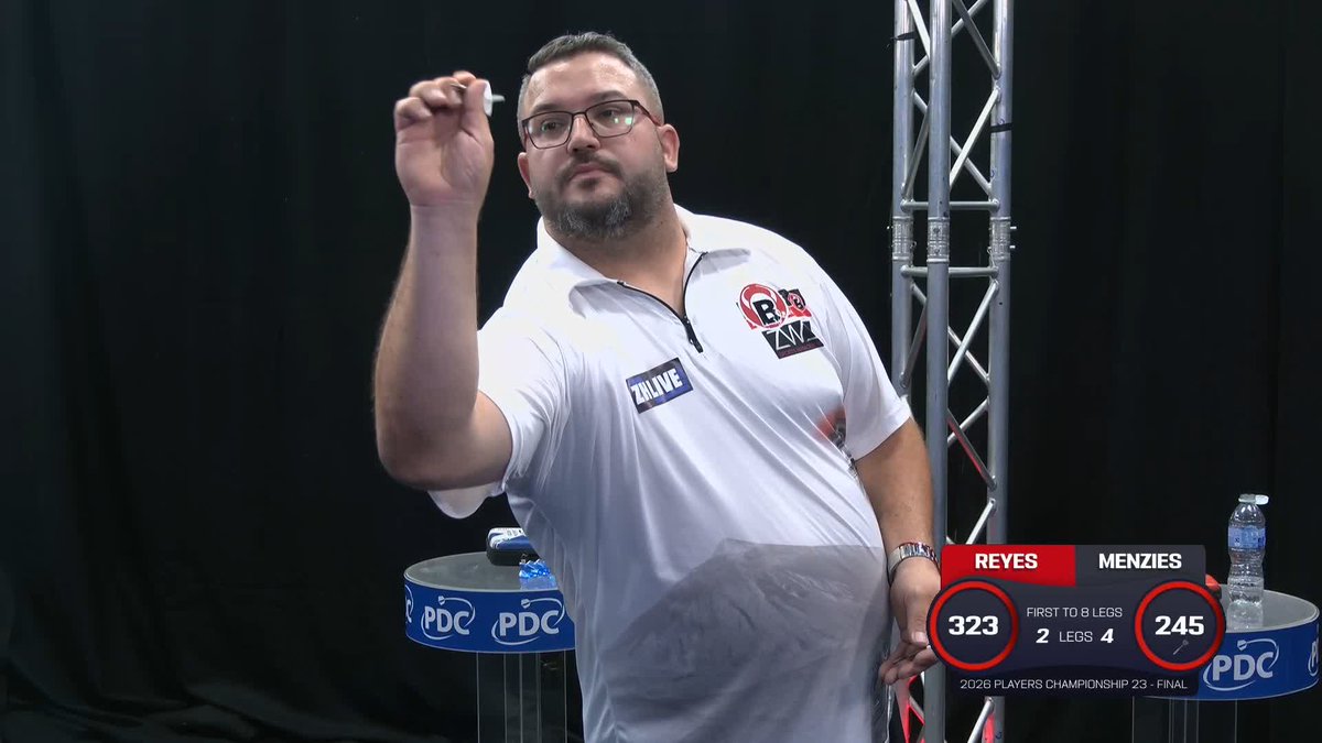 124 ON THE BULL! Cameron Menzies is three legs away from the #PC23 title, as he pins a brilliant 124 checkout to take a three-leg lead over Cristo Reyes! 📺 #PC23