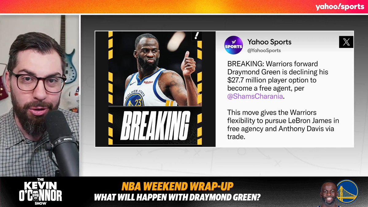 “I think it’s worth wondering if Draymond Green could follow LeBron wherever he goes.” 👀 Kevin O'Connor speculates about what could happen with Draymond during free agency. (via The Kevin O’Connor Show)