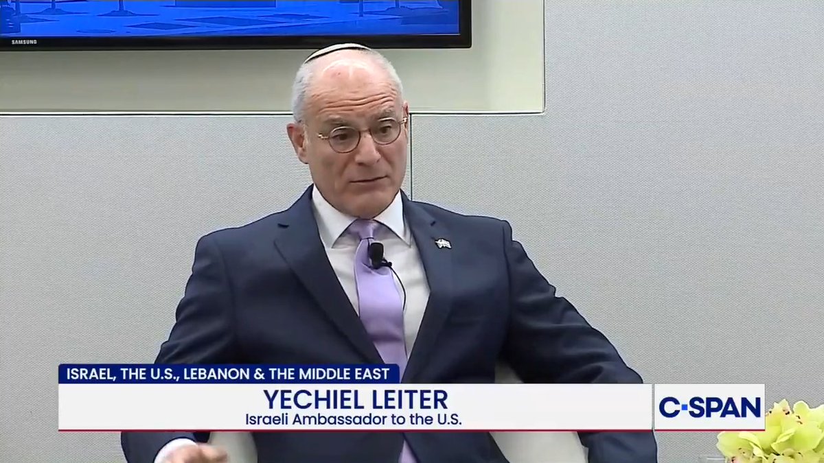 🇮🇱🇺🇸 Israeli Ambassador Leiter pushing back on some Dems' Israel stance, calling out "fallacious, libelous accusations" of starvation and genocide. He mentioned the "Mamdani Effect" as part of the friction. Yeah, like Mamdani is guilty for the Israeli government's decisions, right? Writer: Lucas, Michael